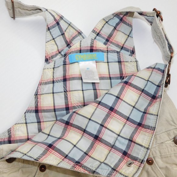 Gymboree Toddler Boys 2T Beige Overalls Bulldog Patch - Picture 8 of 11